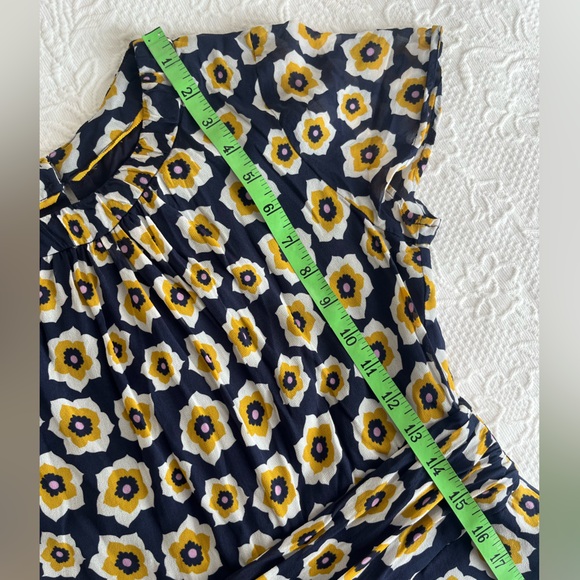 Boden Carey dress navy blue yellow flower floral print high neck silk zip up - Picture 15 of 16